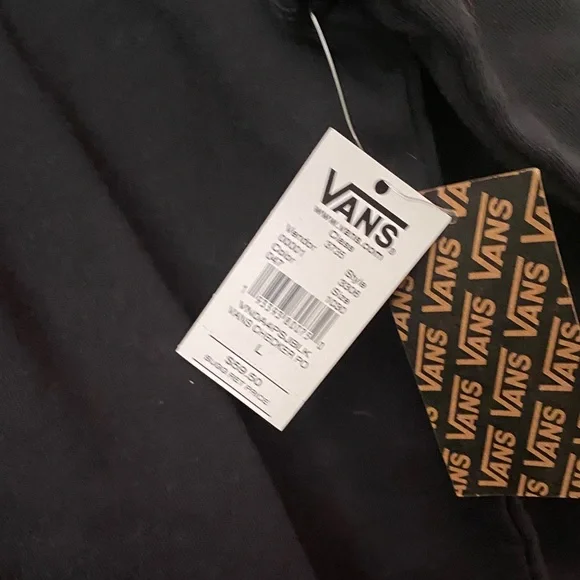 Vans Black Hoodie with White Checkered Sleeve - Picture 2 of 4